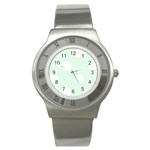 Polka Dots - White on Pale Green Stainless Steel Watch