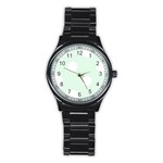 Polka Dots - White on Pale Green Stainless Steel Round Watch