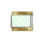 Polka Dots - White on Pale Green Gold Trim Italian Charm (9mm)