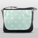 Polka Dots - White on Pale Green Messenger Bag