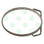 Polka Dots - Pale Green on White Belt Buckle