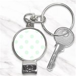 Polka Dots - Pale Green on White Nail Clippers Key Chain