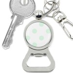 Polka Dots - Pale Green on White Bottle Opener Key Chain