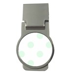 Polka Dots - Pale Green on White Money Clip (Round)