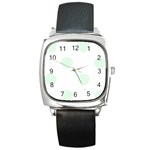 Polka Dots - Pale Green on White Square Metal Watch