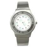 Polka Dots - Pale Green on White Stainless Steel Watch