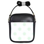 Polka Dots - Pale Green on White Girls Sling Bag