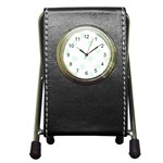 Polka Dots - Pale Green on White Pen Holder Desk Clock