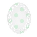 Polka Dots - Pale Green on White Ornament (Bell) Ornament (Oval Filigree)