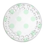 Polka Dots - Pale Green on White Ornament (Round Filigree)