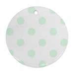 Polka Dots - Pale Green on White Round Ornament (Two Sides)