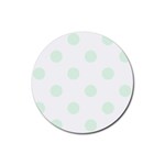 Polka Dots - Pale Green on White Rubber Coaster (Round)