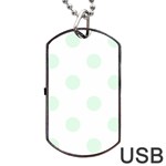 Polka Dots - Pale Green on White Dog Tag USB Flash (Two Sides)