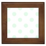 Polka Dots - Pale Green on White Framed Tile