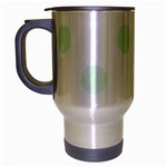 Polka Dots - Pale Green on White Travel Mug (Silver Gray)