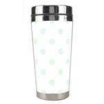 Polka Dots - Pale Green on White Stainless Steel Travel Tumbler