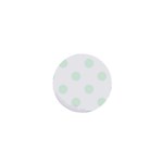 Polka Dots - Pale Green on White 1  Mini Button