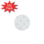 Polka Dots - Pale Green on White 1  Mini Button (100 pack)