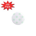 Polka Dots - Pale Green on White 1  Mini Magnet (100 pack)