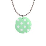 Polka Dots - White on Mint Green 1  Button Necklace