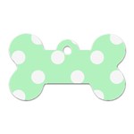 Polka Dots - White on Mint Green Dog Tag Bone (Two Sides)