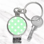 Polka Dots - White on Mint Green Nail Clippers Key Chain