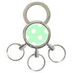 Polka Dots - White on Mint Green 3-Ring Key Chain