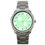 Polka Dots - White on Mint Green Sport Metal Watch