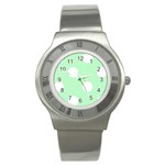 Polka Dots - White on Mint Green Stainless Steel Watch