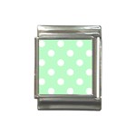 Polka Dots - White on Mint Green Italian Charm (13mm)