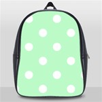 Polka Dots - White on Mint Green School Bag (Large)