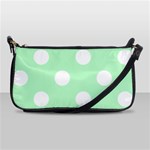 Polka Dots - White on Mint Green Shoulder Clutch Bag