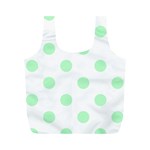 Polka Dots - Mint Green on White Full Print Recycle Bag (M)