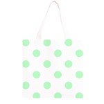 Polka Dots - Mint Green on White Grocery Light Tote Bag