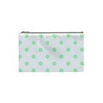 Polka Dots - Mint Green on White Cosmetic Bag (S)