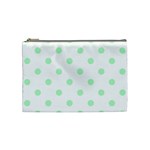 Polka Dots - Mint Green on White Cosmetic Bag (M)