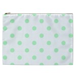 Polka Dots - Mint Green on White Cosmetic Bag (XXL)