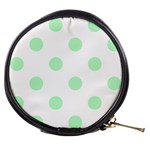 Polka Dots - Mint Green on White Mini Makeup Bag