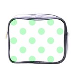 Polka Dots - Mint Green on White Mini Toiletries Bag (One Side)