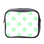 Polka Dots - Mint Green on White Mini Toiletries Bag (Two Sides)