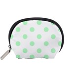 Polka Dots - Mint Green on White Accessory Pouch (Small)