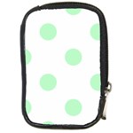 Polka Dots - Mint Green on White Compact Camera Leather Case