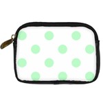 Polka Dots - Mint Green on White Digital Camera Leather Case