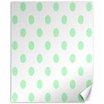 Polka Dots - Mint Green on White Canvas 11  x 14 