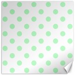 Polka Dots - Mint Green on White Canvas 12  x 12 