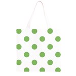 Polka Dots - Dollar Bill Green on White Grocery Light Tote Bag