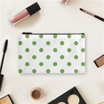 Polka Dots - Dollar Bill Green on White Cosmetic Bag (S)