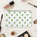 Polka Dots - Dollar Bill Green on White Cosmetic Bag (M)