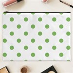 Polka Dots - Dollar Bill Green on White Cosmetic Bag (XXXL)