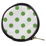 Polka Dots - Dollar Bill Green on White Mini Makeup Bag